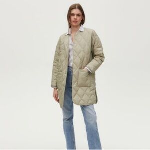 Michael Stars Sonnet Snap-Front Lightweight Quilted Coat Light Olive Size 2X NWT